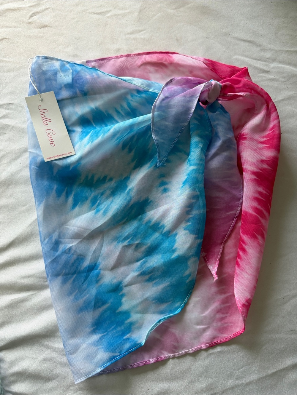 Stella Cove Girls Blue and Pink Tie-Dye Swim Sarong Coverup